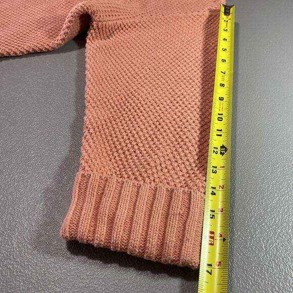 ANDREA JOVINE Sweater Waffle Knit Boat Neck 3/4 Sleeve Cotton Womens L Peach - Picture 7 of 10